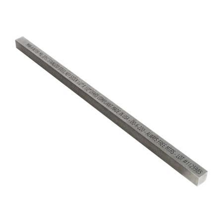 Huyett Oversized Key Stock, 12 in L, 1/2 in W, 1/2 in H, Stainless Steel MS8505000500-12